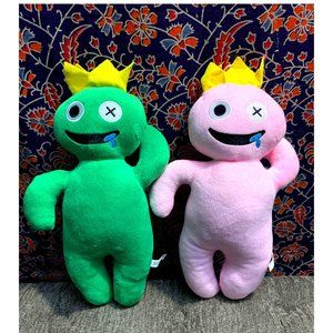 2 Pcs Rainbow Friends Plush Toys, Soft Cute Stuffed Animal Doll,  Pink and Green